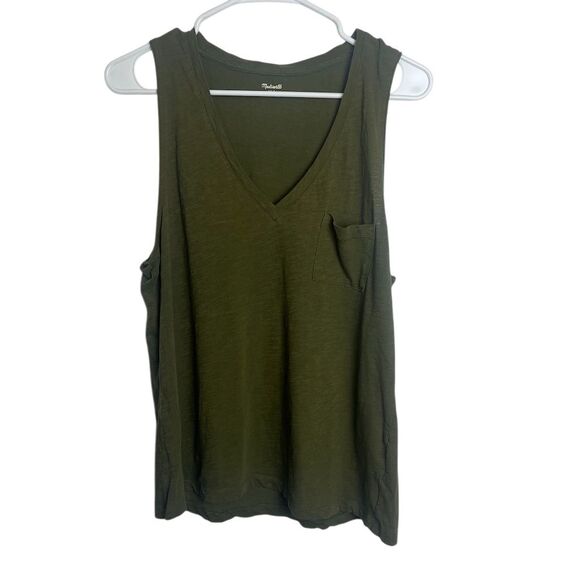 Madewell Tops - Madewell Women's Olive Green V-Neck Tank Top Size L
